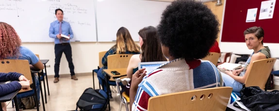 Small group discussion in English literature class