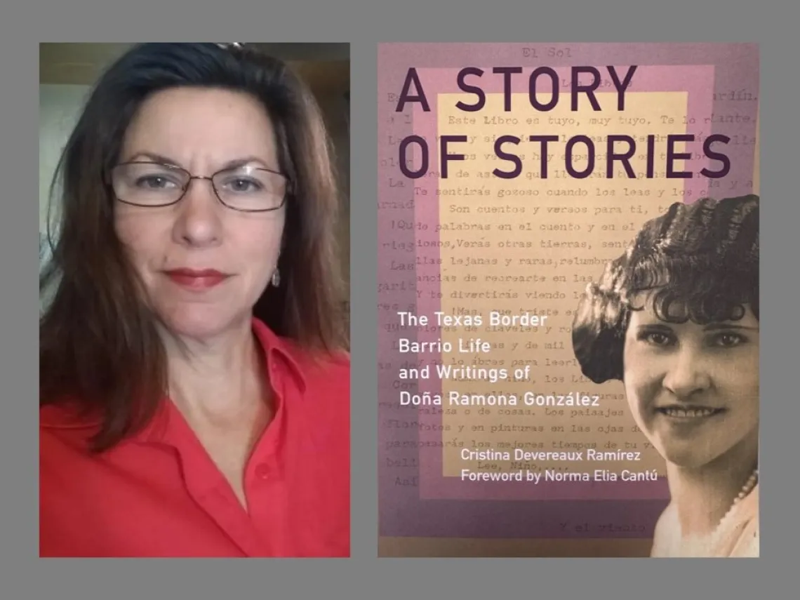 Cristina Ramirez and the book cover of "A Story of Stories"